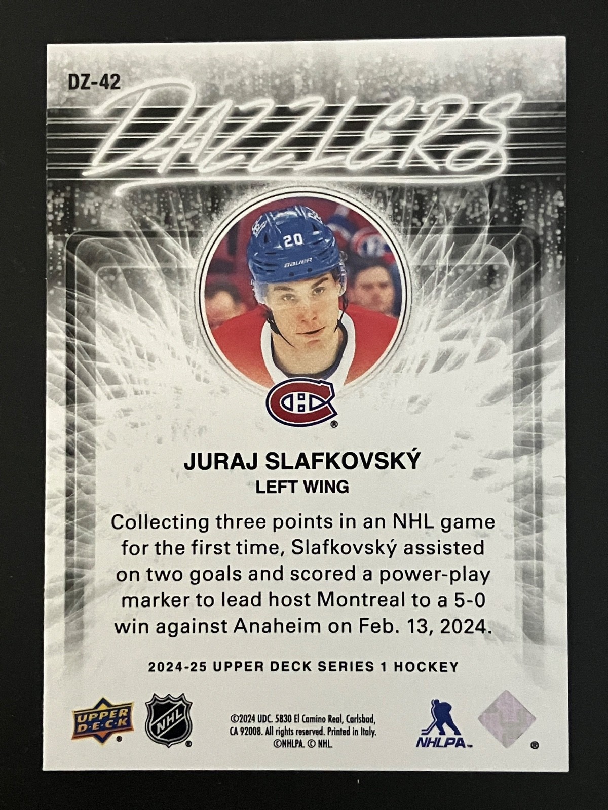 2024-25 Upper Deck Hockey Blue, Orange Dazzlers. Pick from list