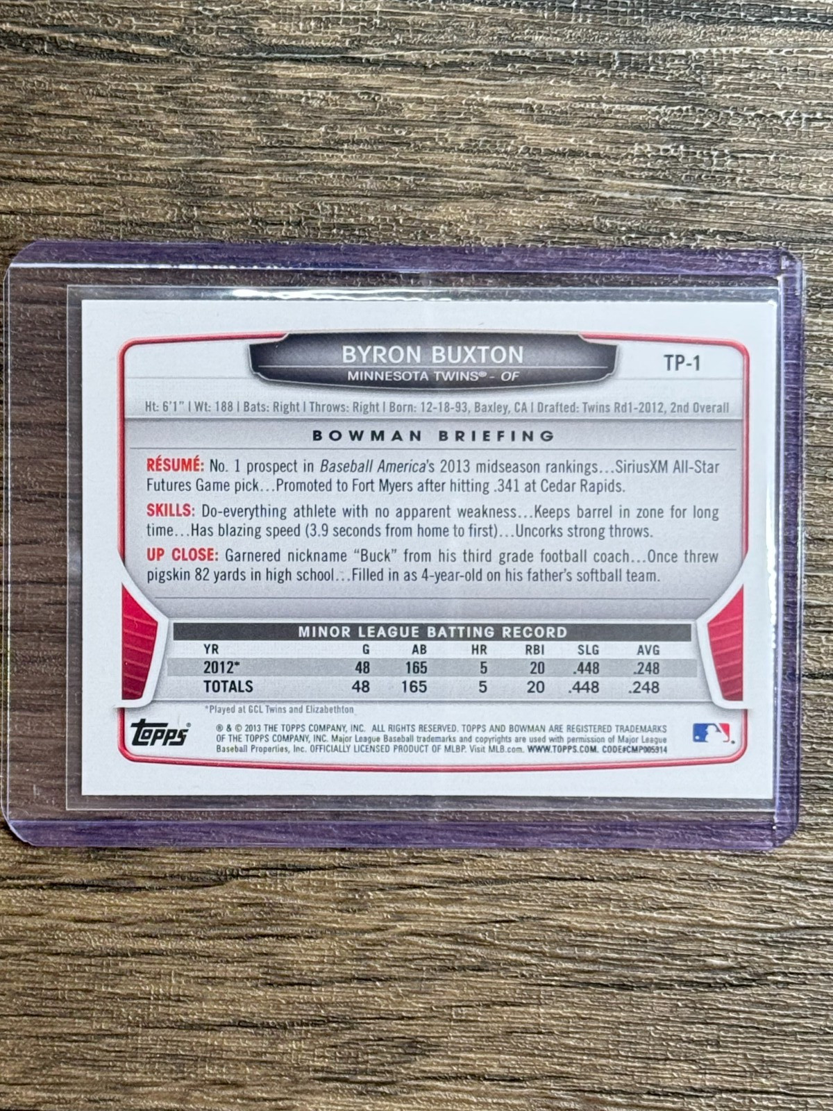 2013 Bowman BYRON BUXTON #TP-1 Twins