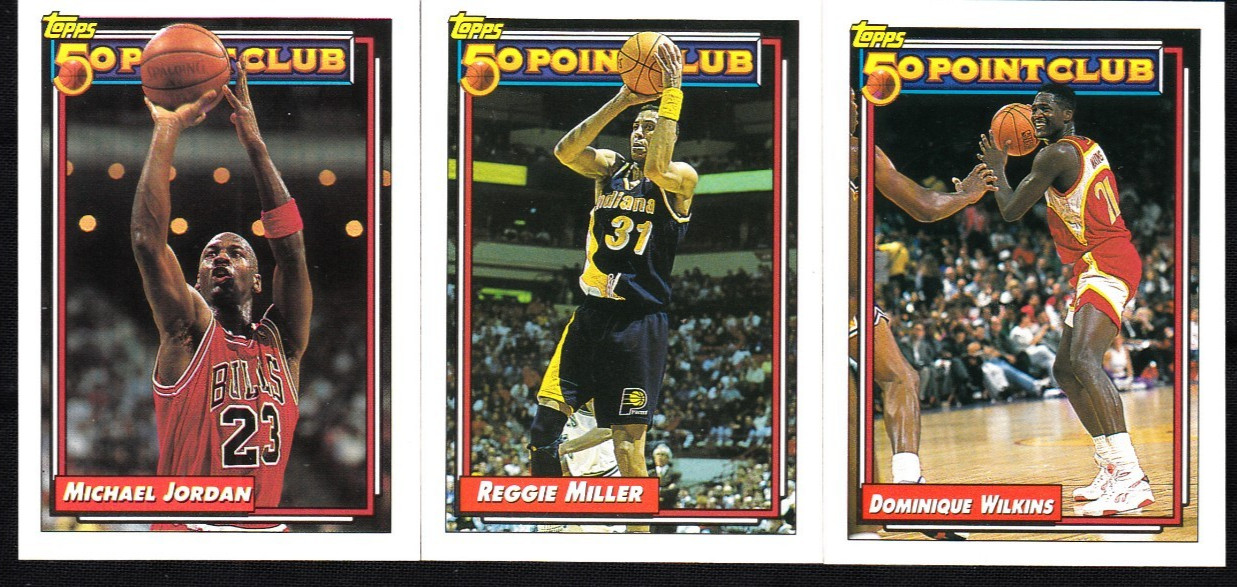 1993 TOPPS (3) 50 POINT CLUB – JORDAN, MILLER, WILKINS #’S 205,215, 200 MINT