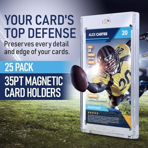 Magnetic Trading Card Holders 25 Pack 35PT UV Protection Clear Display Case