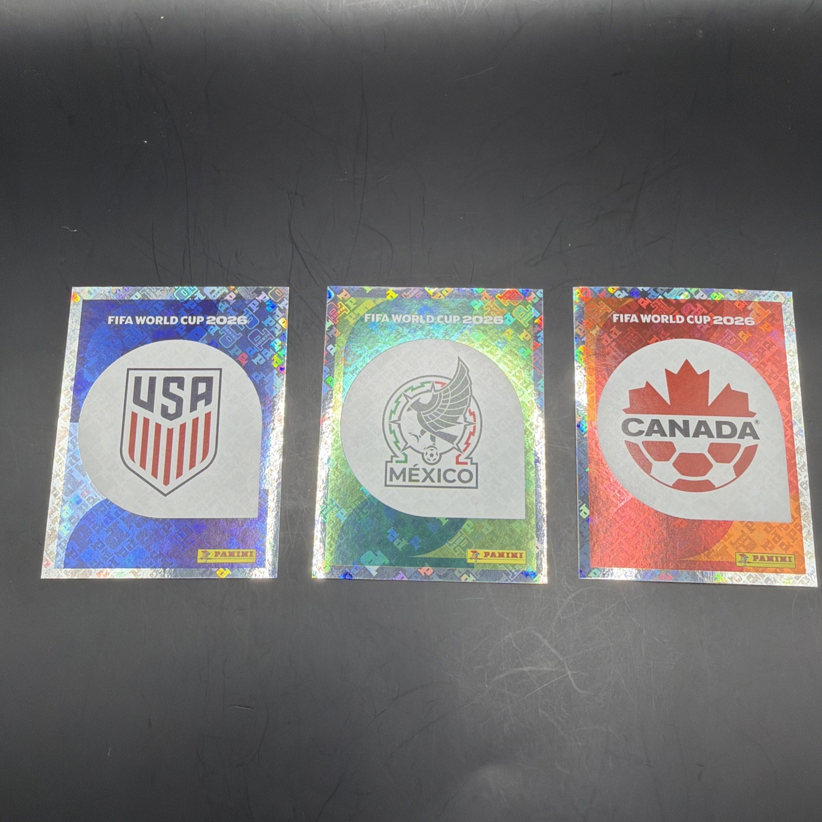 Panini FIFA World Cup 2026 Hologram Logo Stickers Lot 3 CAN 1 USA 1 MEX 1
