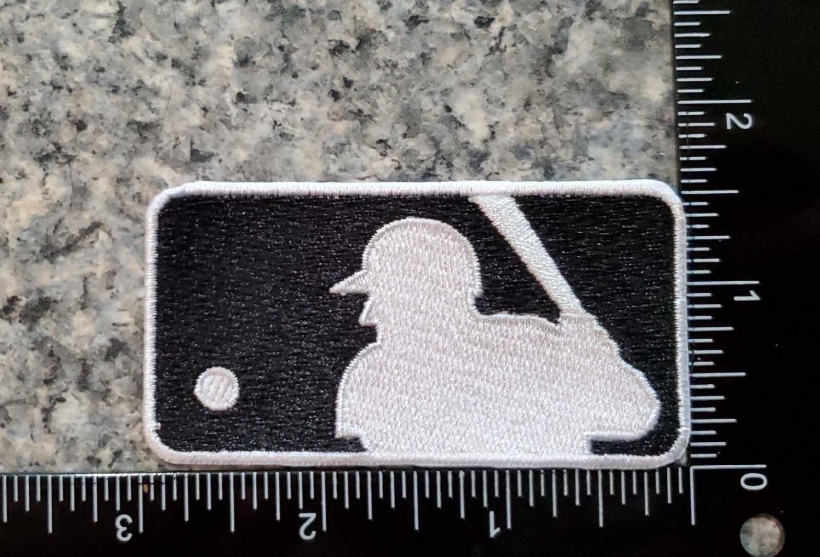 MLB Logo Patch. Black And White. Baseball. Embroidered. Iron On Backing. 3″x1.5″