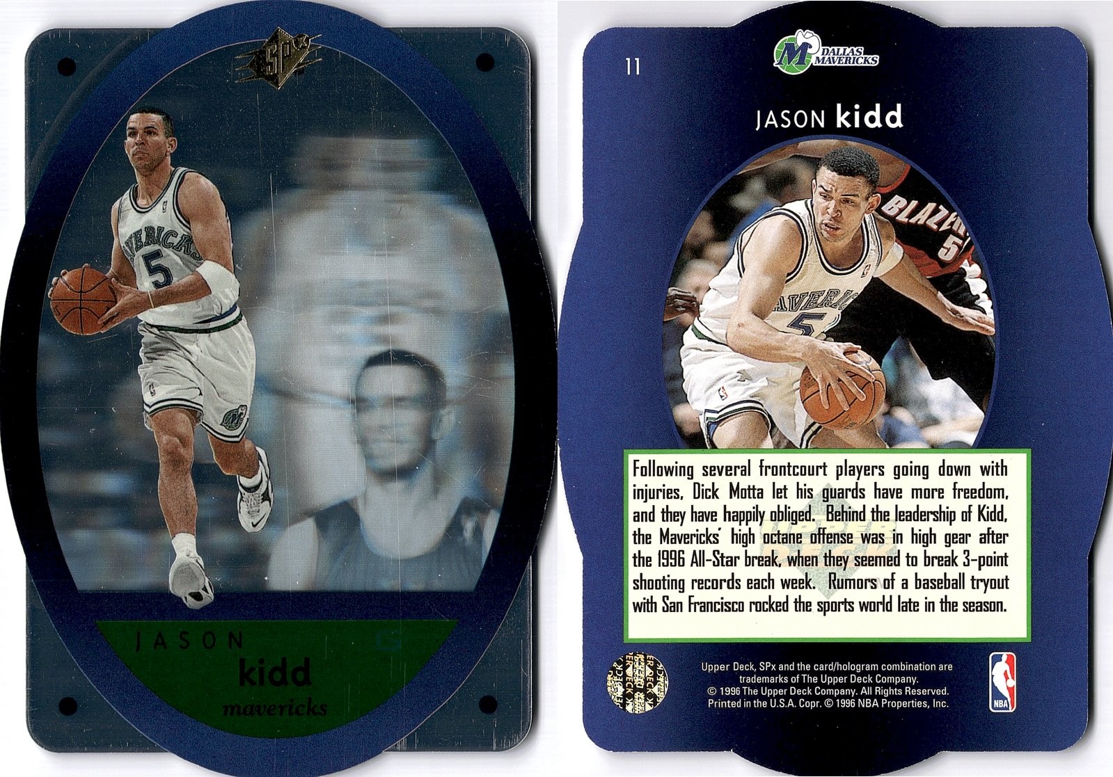 1996 Upper Deck SPx #11 Jason Kidd Dallas Mavericks HOF