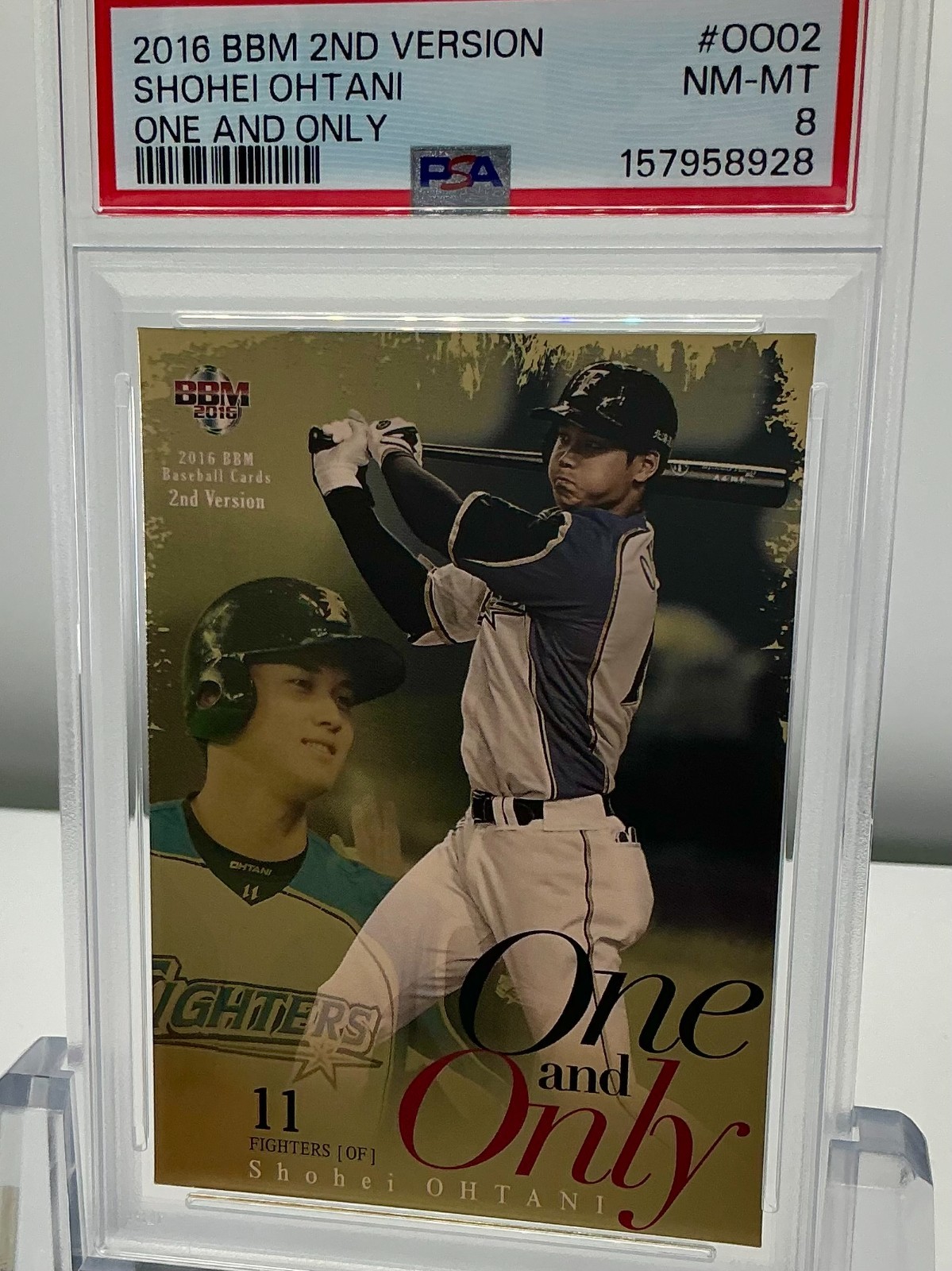 SHOHEI OHTANI 2016BBM 2ND VERSION ONE AND ONLY #OO02 PSA8!POP9!(RC)