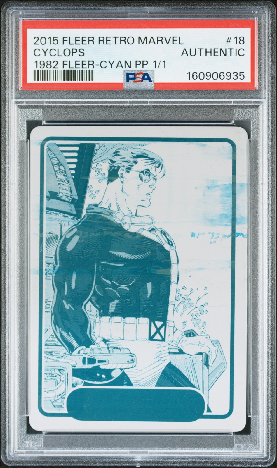 RETRO MARVEL 1982 FLEER CYCLOPS 1982 FLEER-CYAN PP 1/1 2015 FLEER #18 PSA