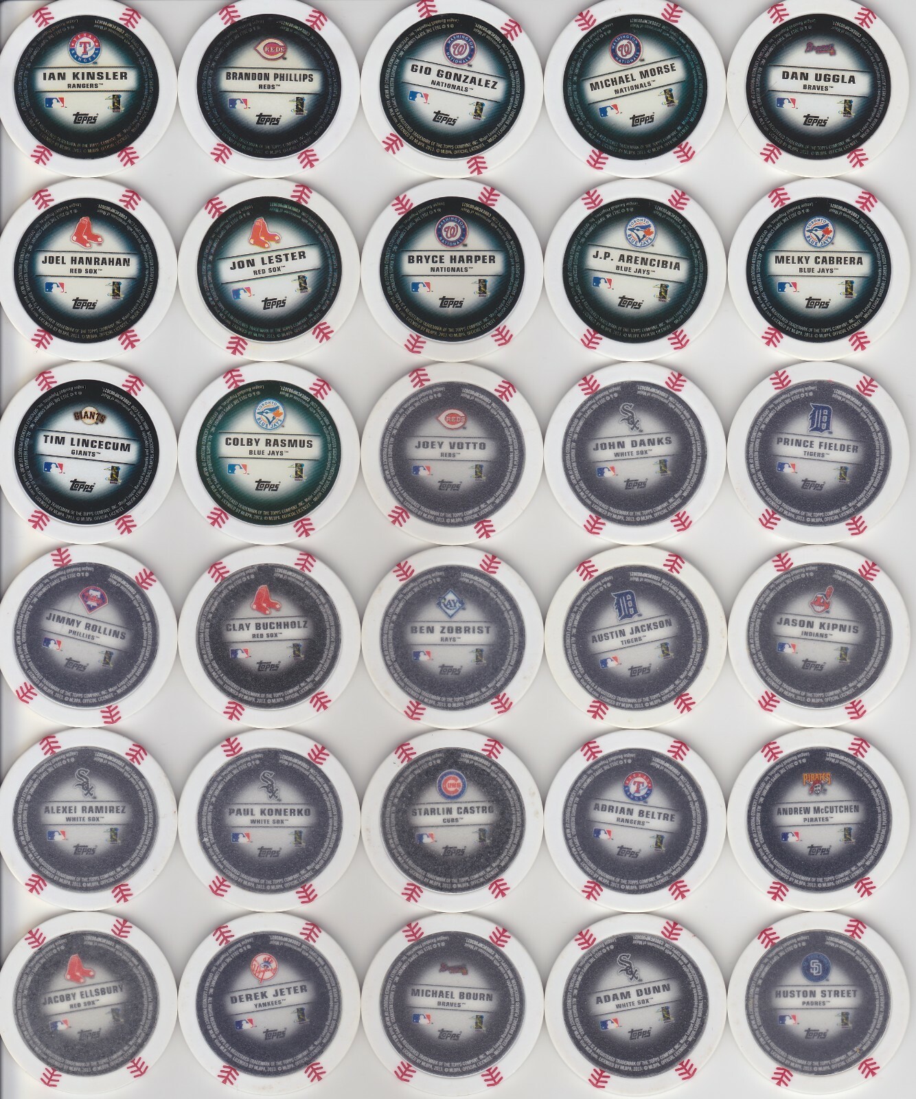 2013 Topps MLB Chipz – Glow in the Dark Poker Chips – You Pick Your Chipz