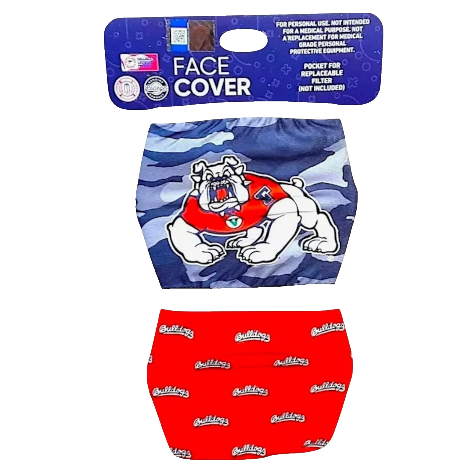Fresno State Bulldogs Face Mask 2-Pack NCAA Adult Reusable Unisex New