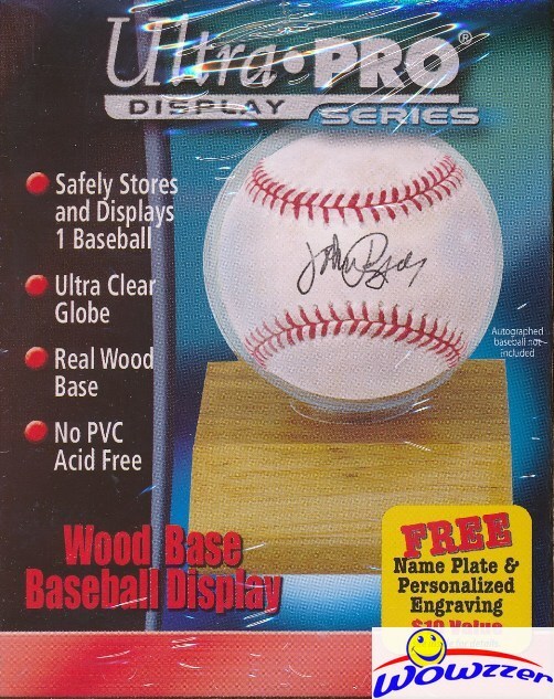 Ultra Pro Baseball Holder with Real Wood Base Sports Memorabilia Holder #81208