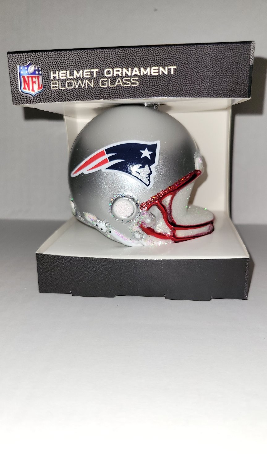 New England Patriots NFL Helmet Ornament Blown Glass Decoration