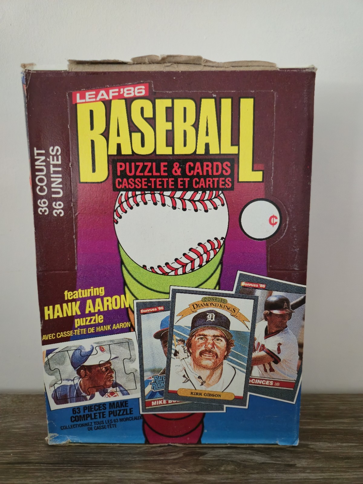 1986 LEAF BASEBALL WAX BOX 36 FACTORY SEALED PACKS!! CANSECO, McGRIFF?