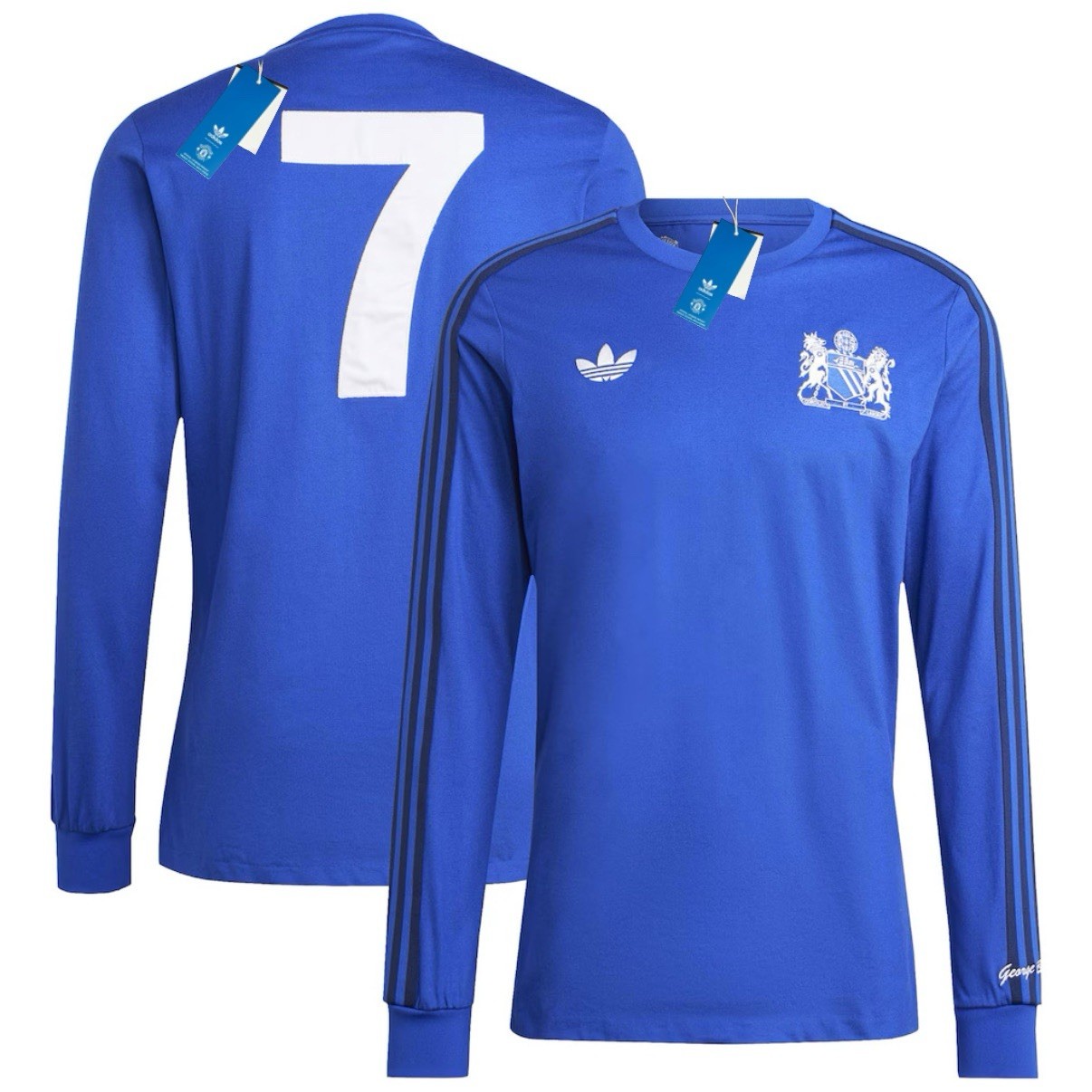 1990s Manchester United x George Best adidas Originals Long Sleeve Jersey – Blue