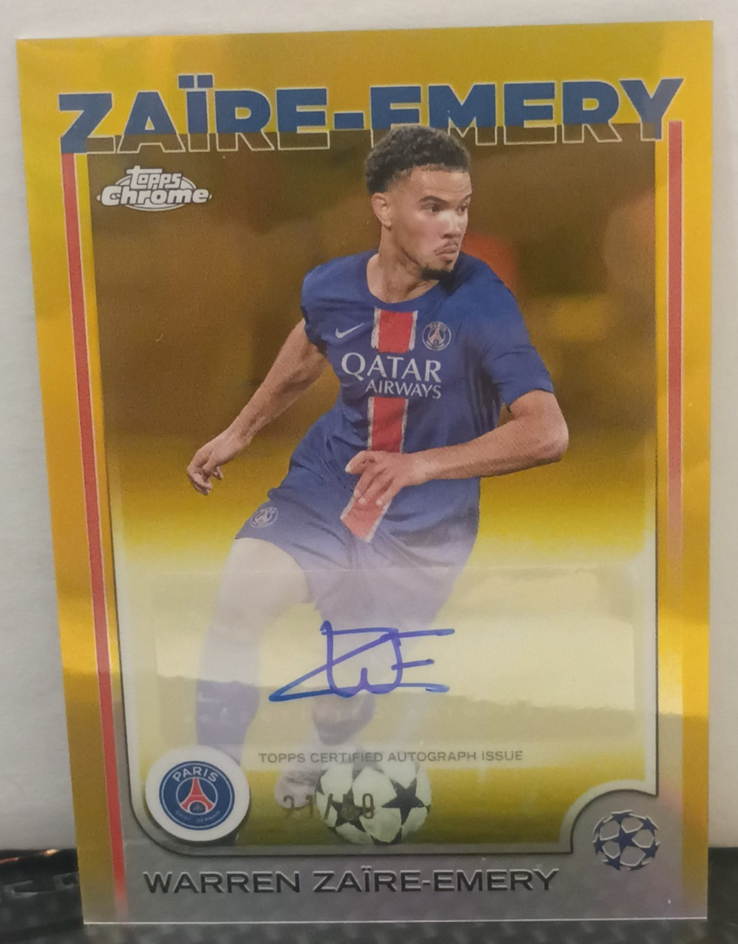 Warren Zaire-Emery [Gold Refractor] 2024-25 Chrome UEFA Auto Paris StGerman FS-1