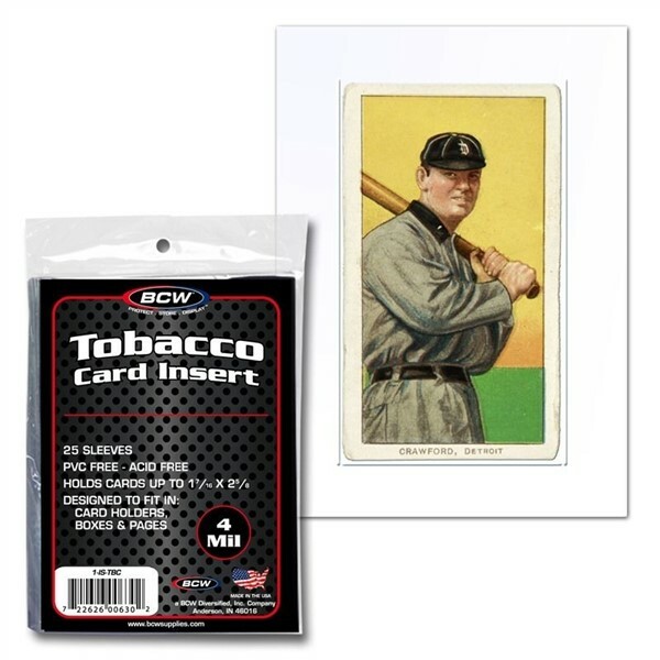 Pack of 25 BCW Tobacco Baseball Card Soft Clear Archival Poly Insert Sleeves