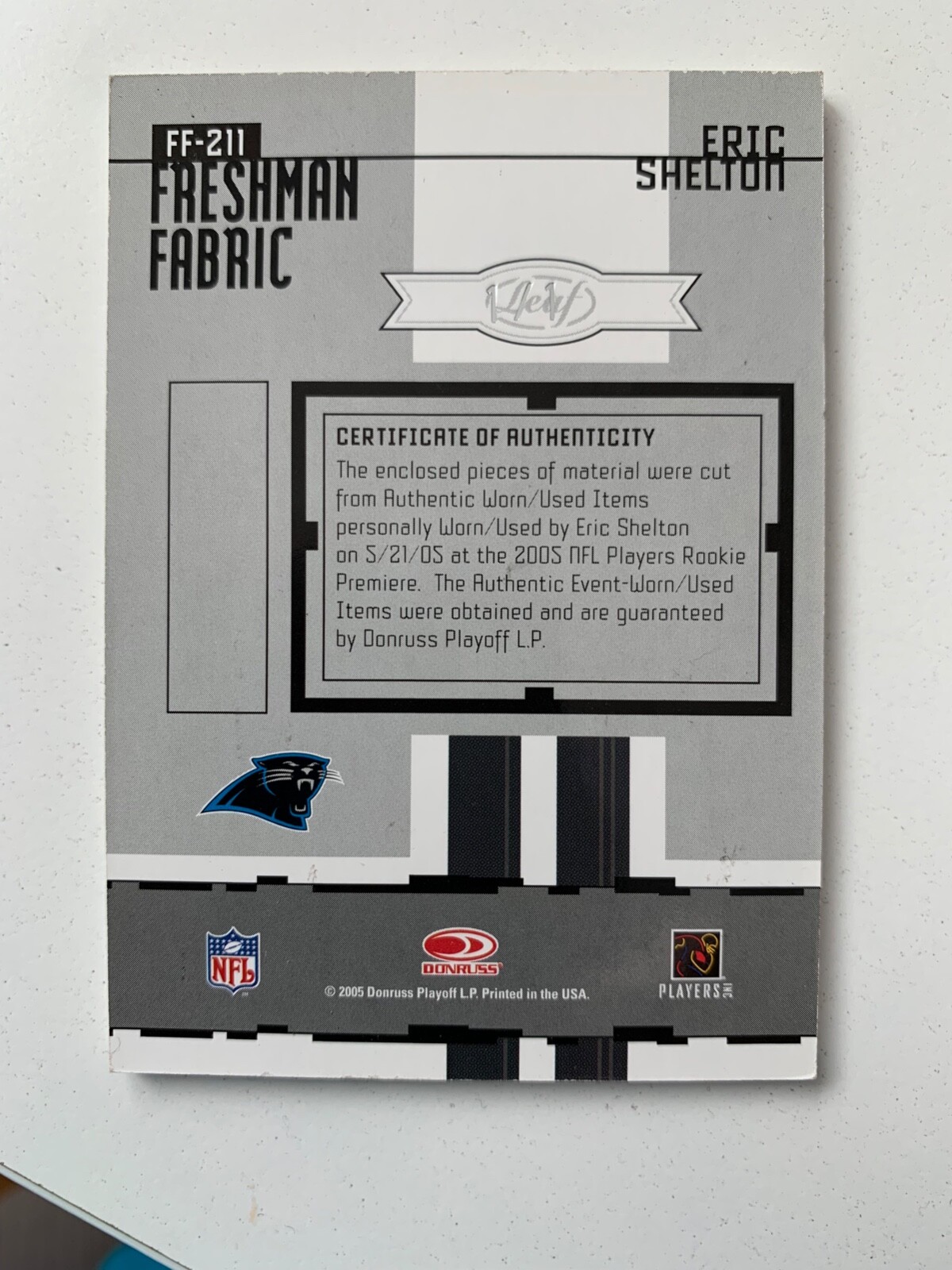 2005 Leaf Certified rc rainbow ERIC SHELTON 1/1 /5 /25/50/150 Carolina Panthers