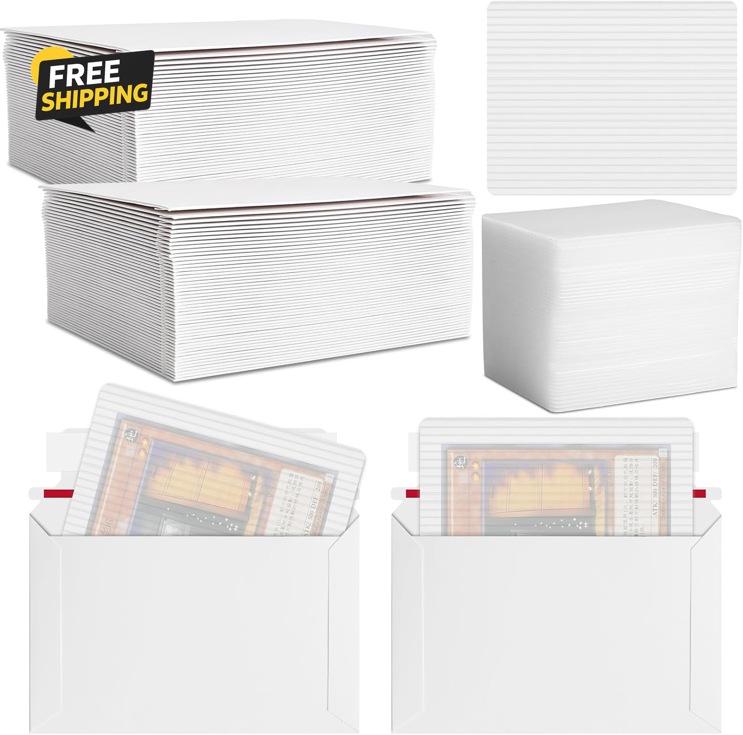 200 Pcs Trading Card Shipping Set 4” X 6” Card Envelopes Shipping Protector