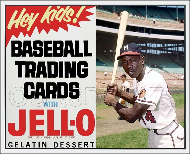 1963 Hank Aaron Jello Baseball Cards Store Counter Standup Sign Braves HOF