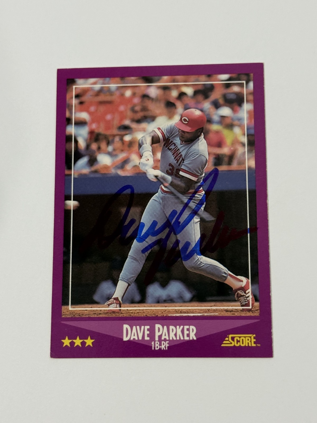 1988 Score Autographed Vintage Dave Parker Cincinnati Reds HOF