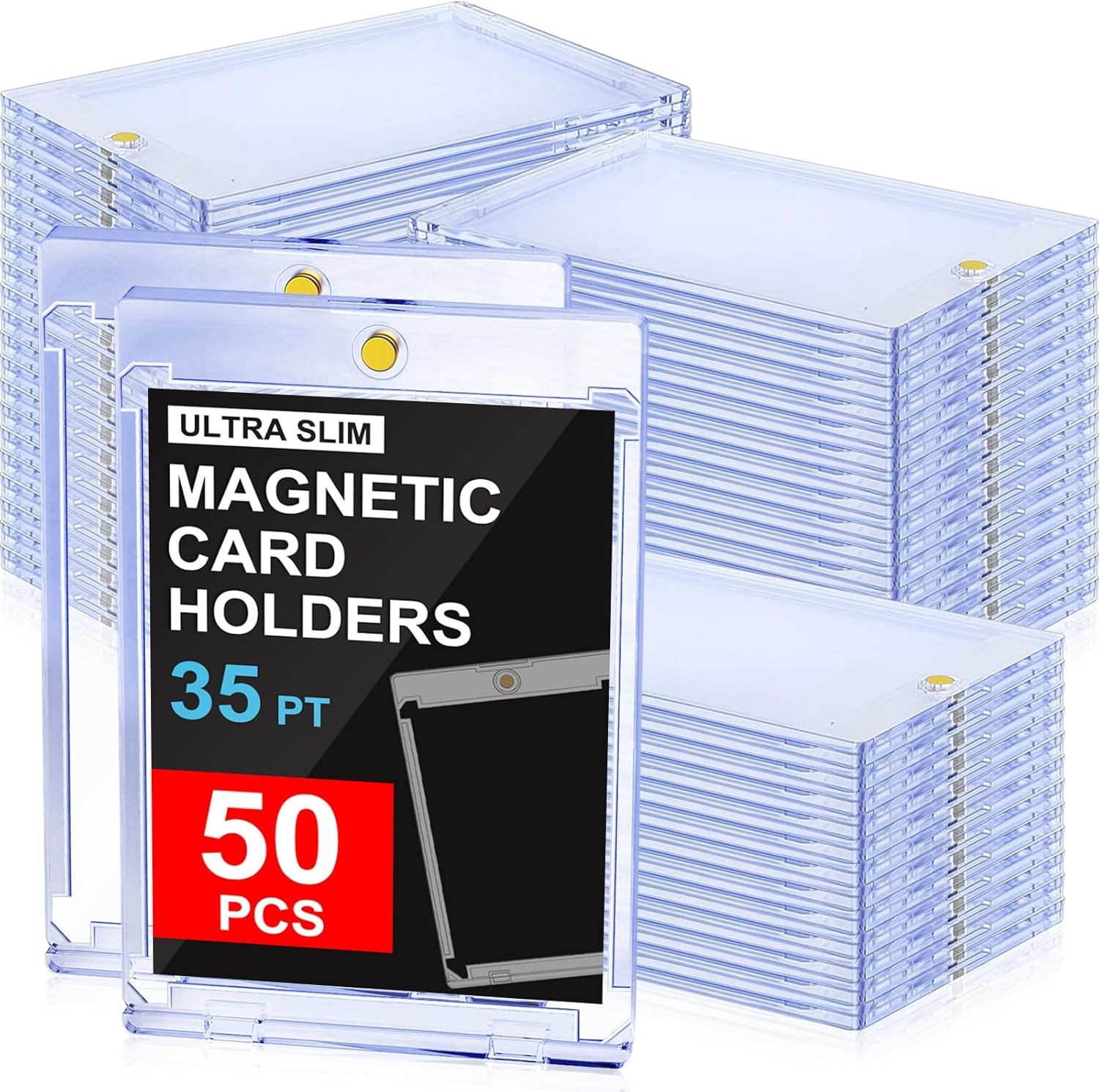 50Pcs 35PT Acrylic Magnetic Card Holder For Baseball Trading Cards Protector