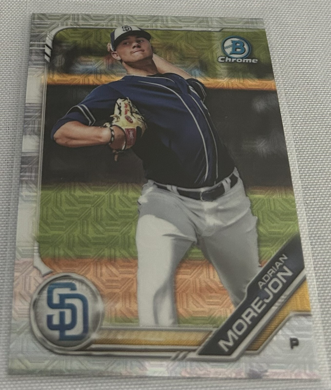 2019 Bowman Chrome Baseball Adrian Morejon San Diego Padres Mojo Refractor BCP10