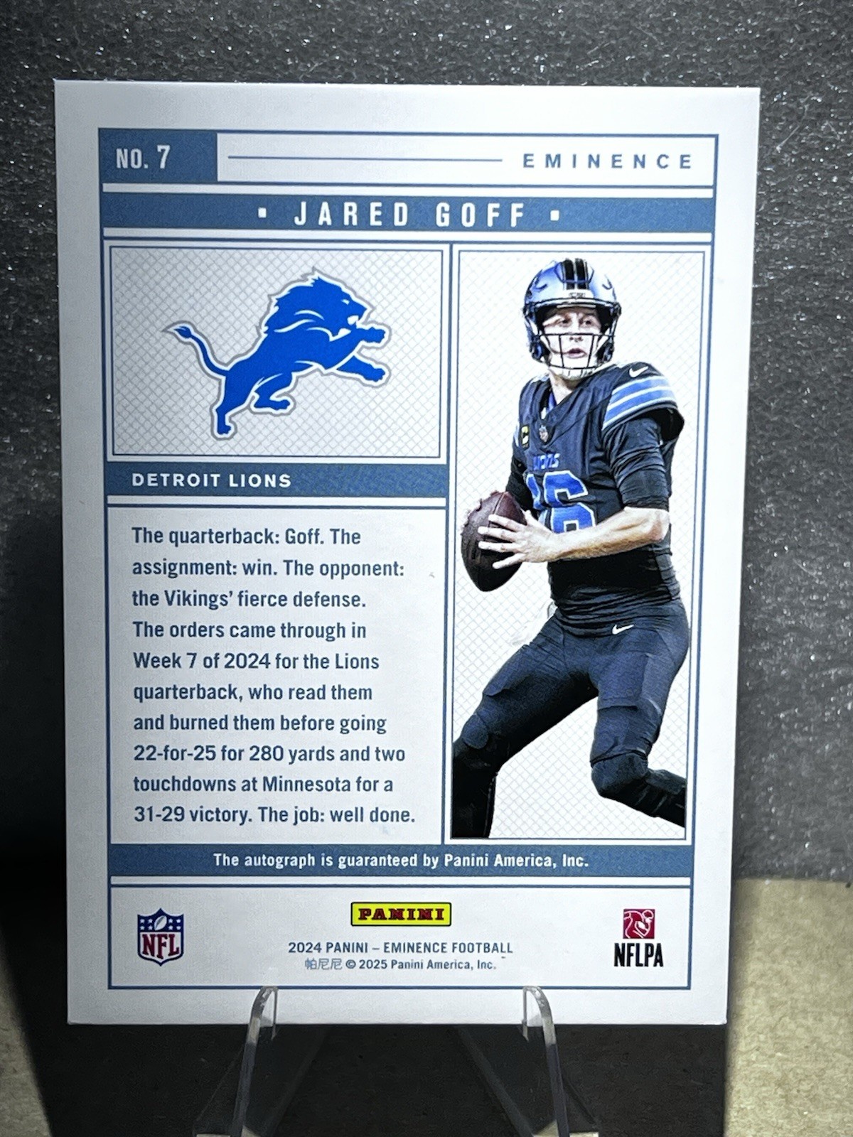 2024 Panini Eminence Jared Goff On Card Auto Green # 1/3 Detroit Lions