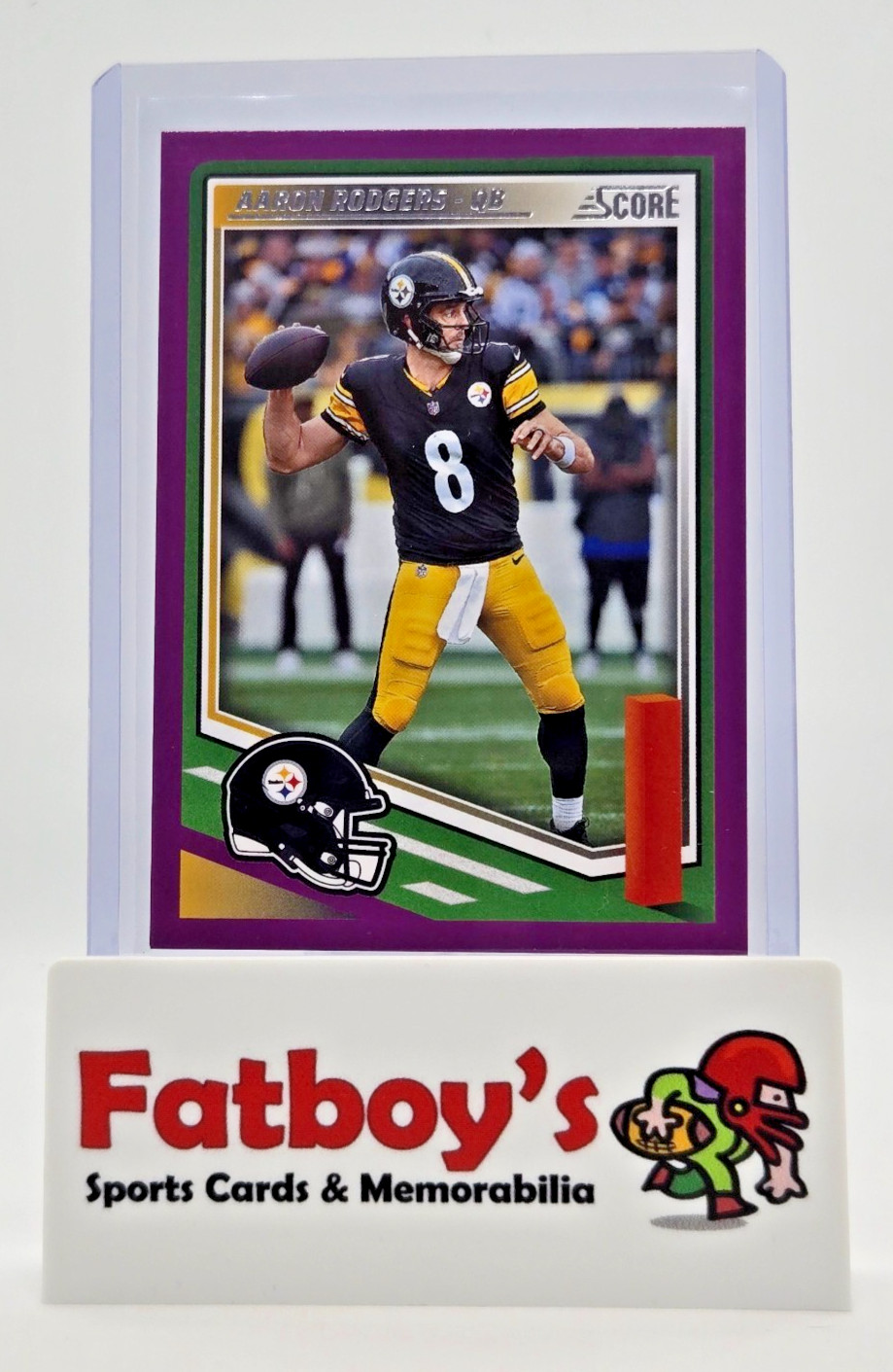 2025 Panini Score Aaron Rodgers Supplemental Premium Purple Base LP Card
