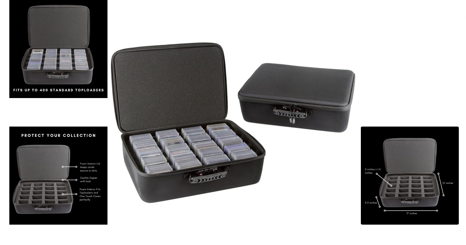 Lockable Sports Card Deck Box Fits Up to 400 Sleeved Cards