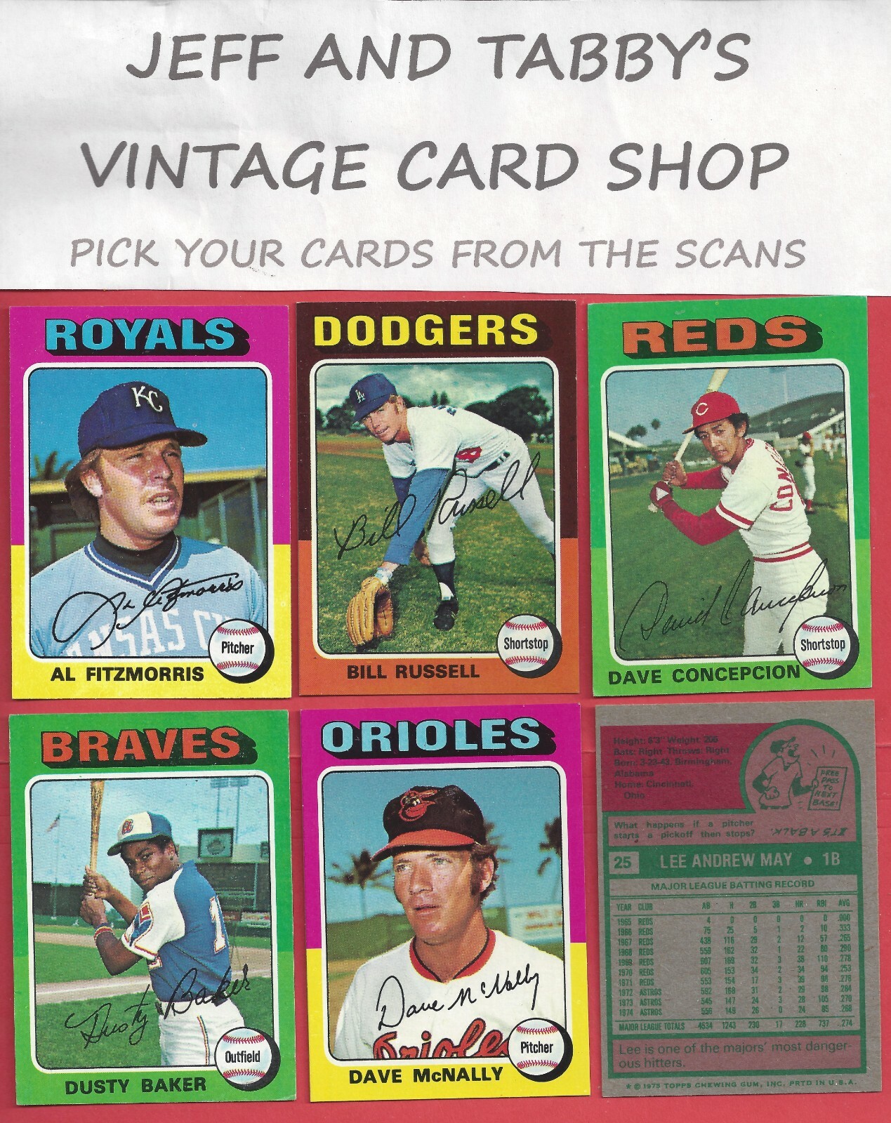 1975 TOPPS BASEBALL 176 TO 340 / SEE DROP DOWN MENU