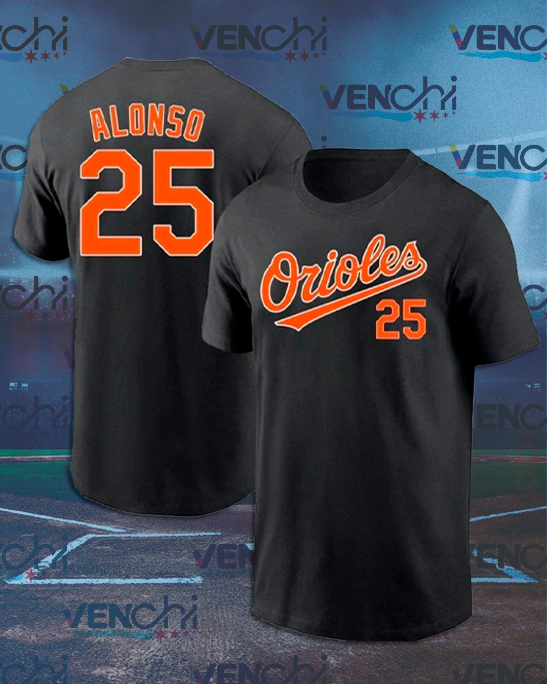 Pete Alonso #25 Baltimore Orioles Team Name & Number Player SHIRT UNISEX