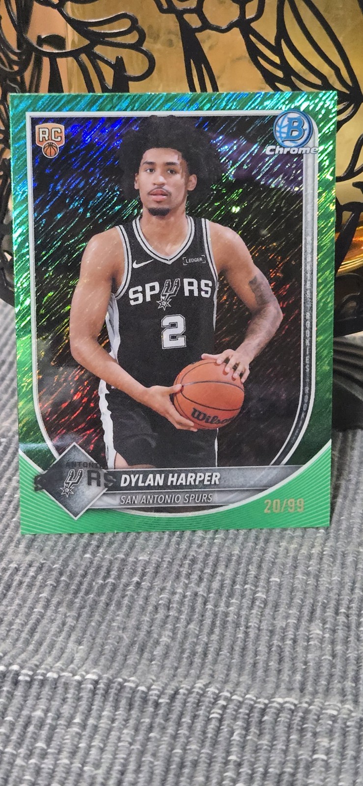 Topps 2025-26 Bowman Chrome Dylan Harper Spurs RC Green /99 #BCV-2