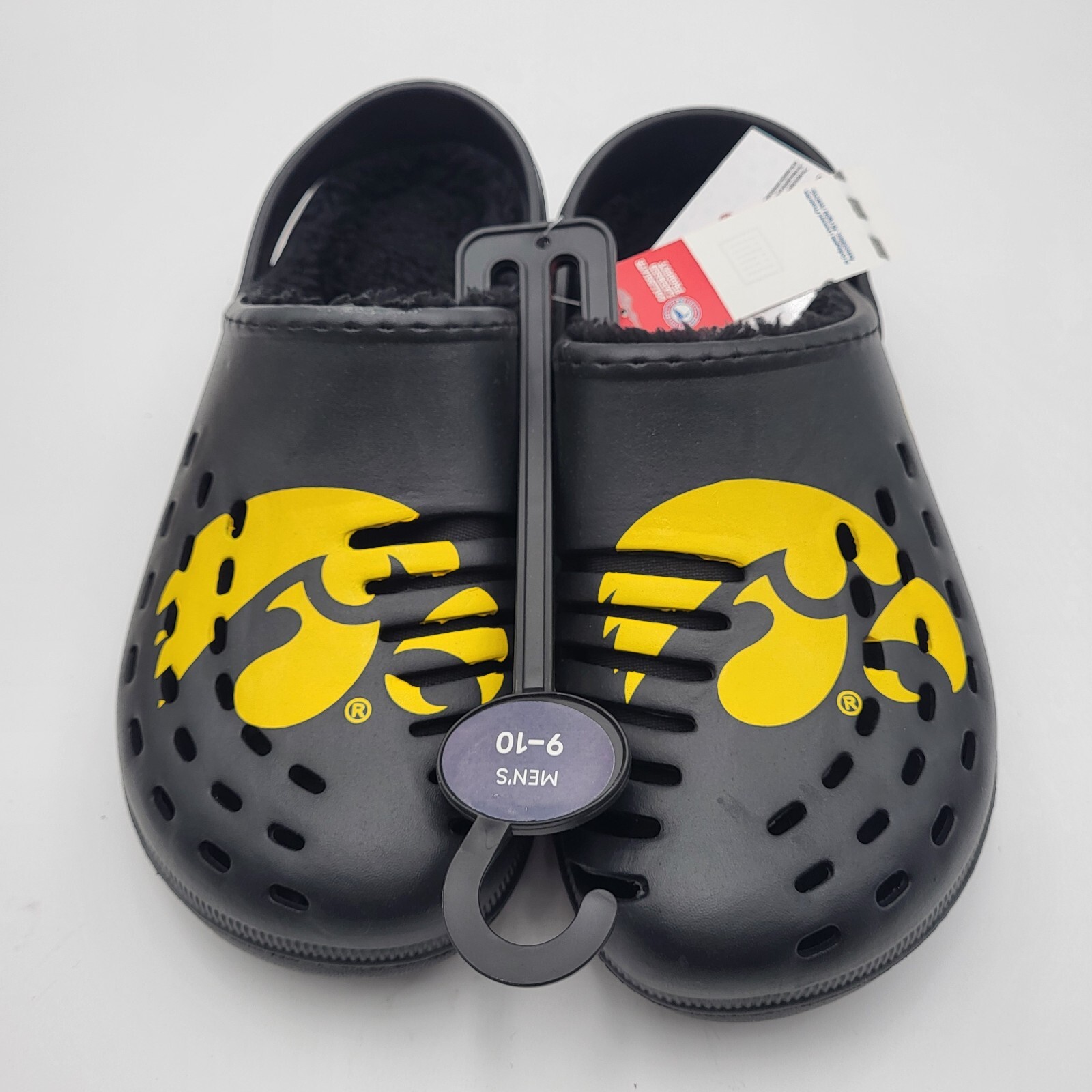 Iowa Hawkeyes Sherpa Lined Clogs with Strap FOCO Mens Medium 9-10 Womens 11-12