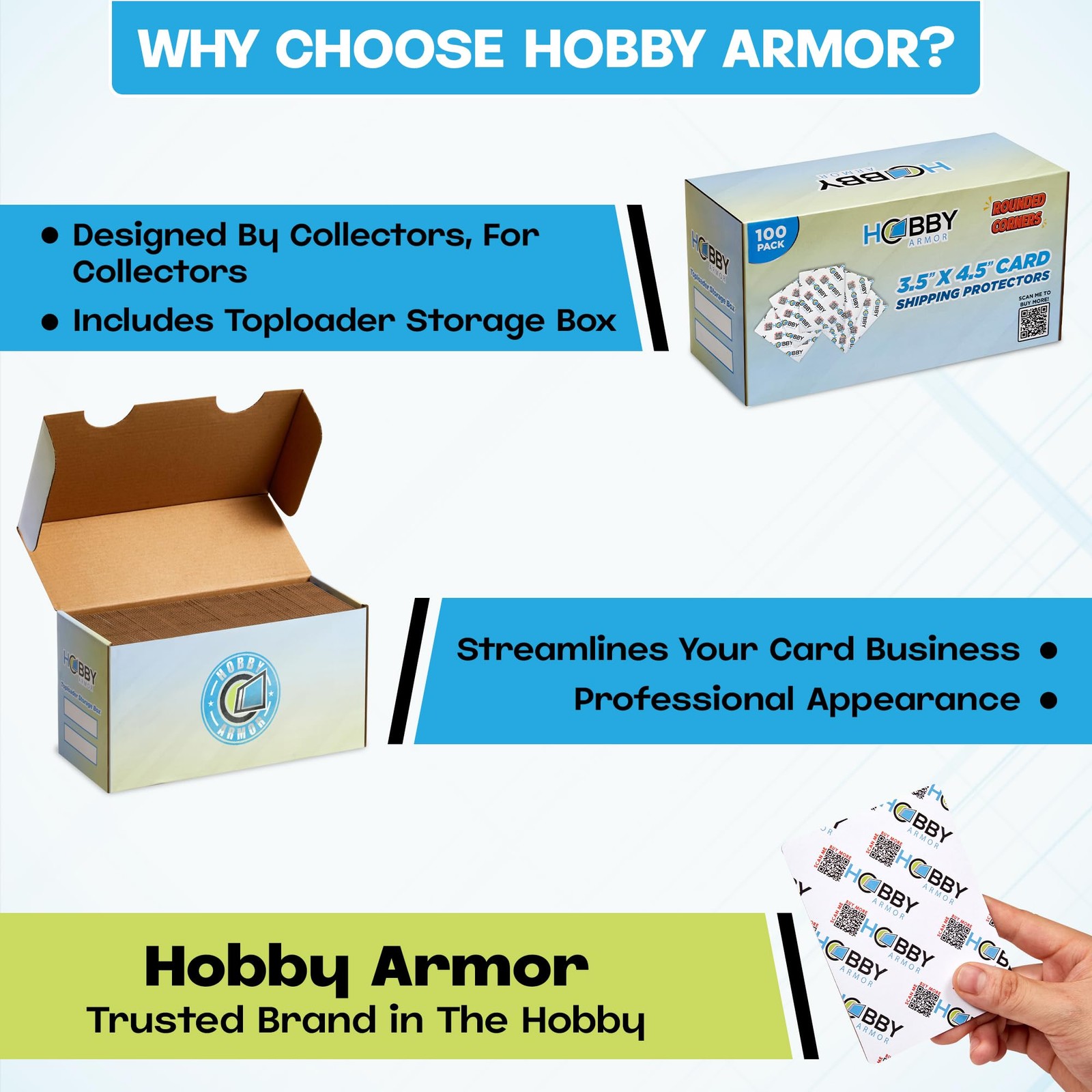 100 Card Shipping Protector Sleeves 3.5×4.5 Inch HeavyDuty Cardboard