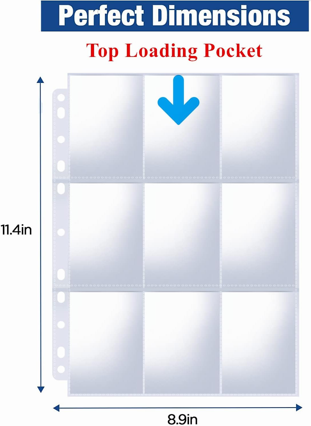 900 Pockets Card Sleeves Binder Sheets, Top Loading Trading Card Pages Sleeves,