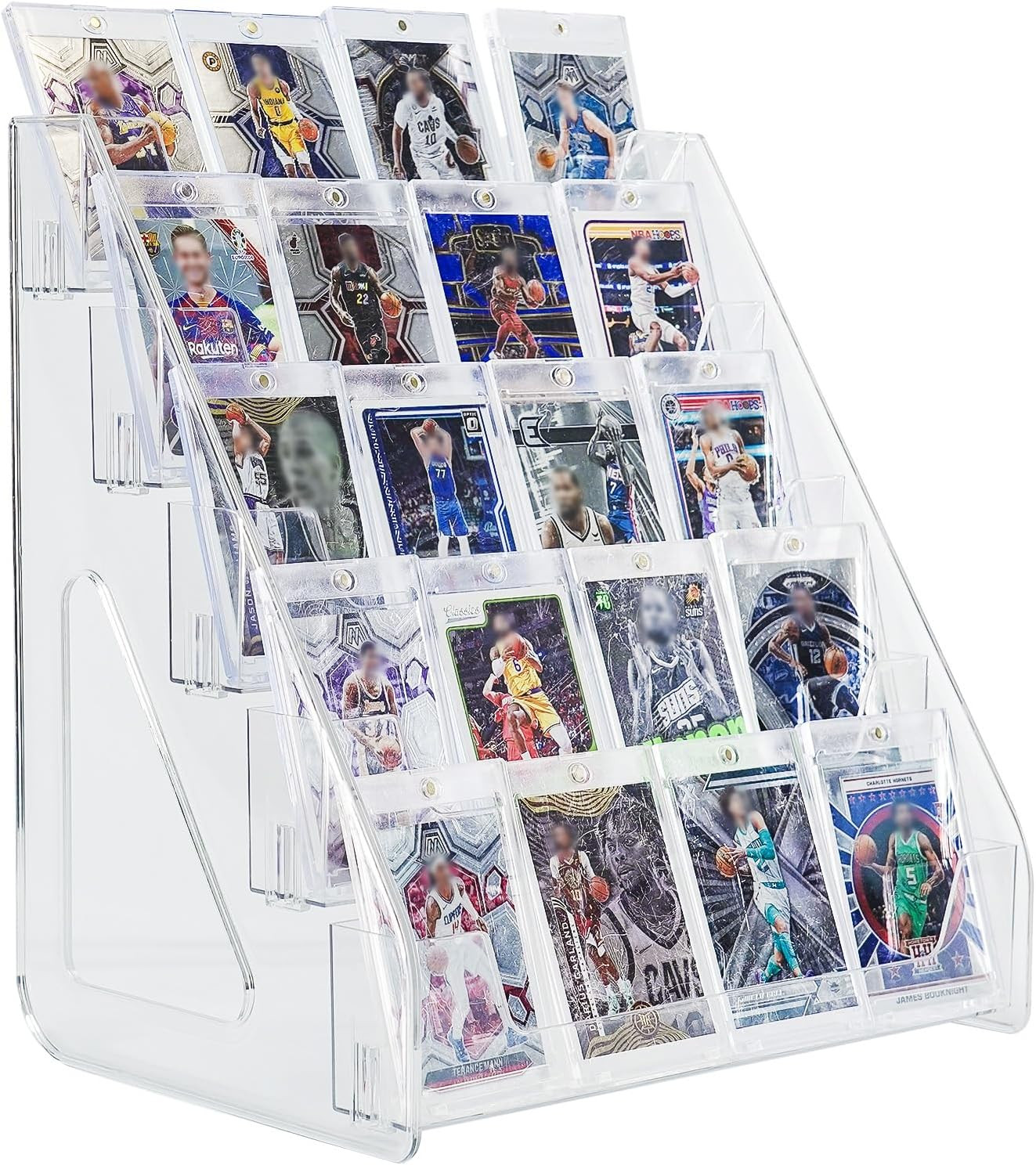 5-Tier Acrylic Trading Card Display Stand, Large Capacity Graded Sports Card Dis