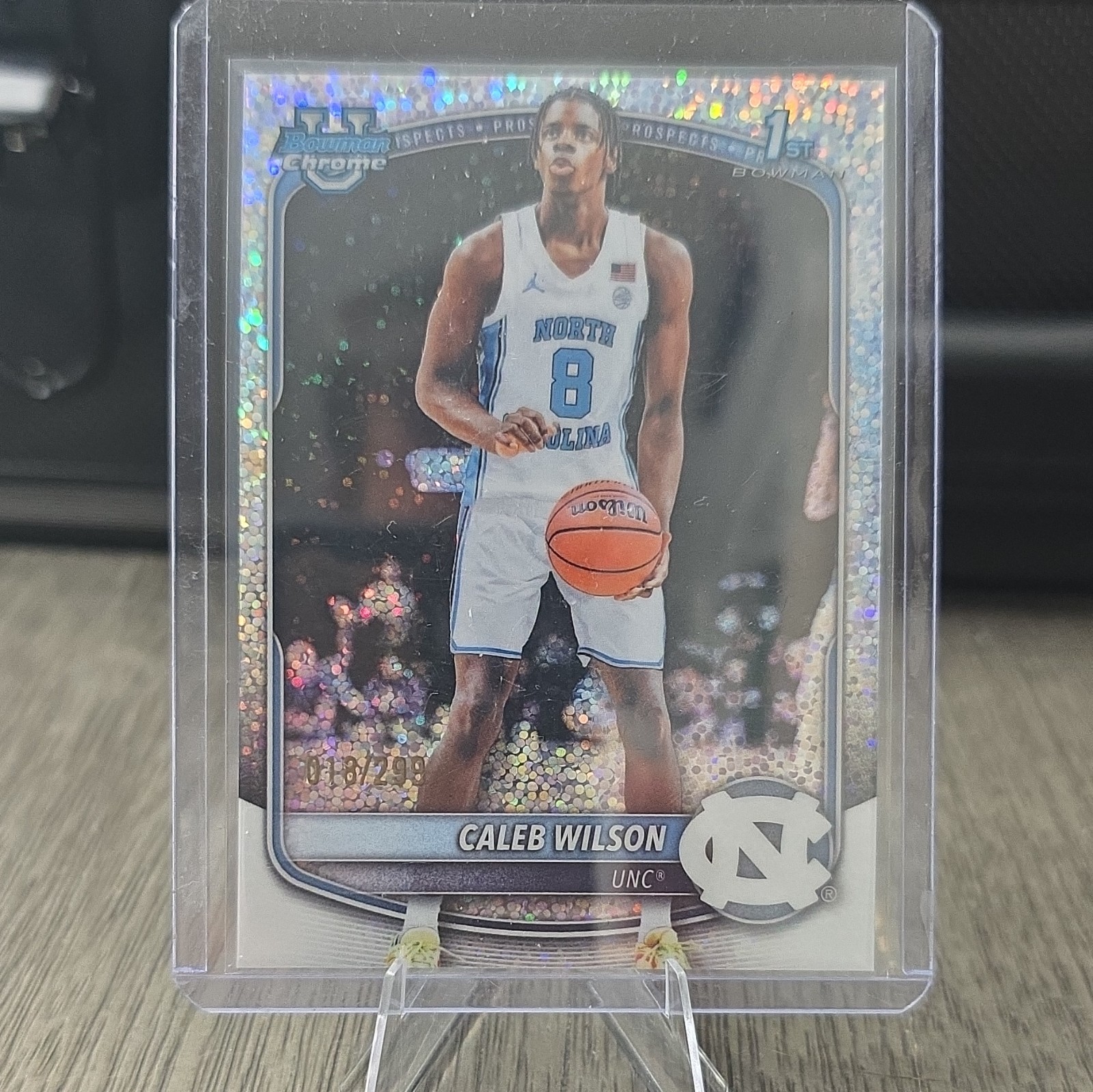 Topps 2025 Bowman Chrome U Caleb Wilson BCP-83 North Carolina Tar Heels 018 /299