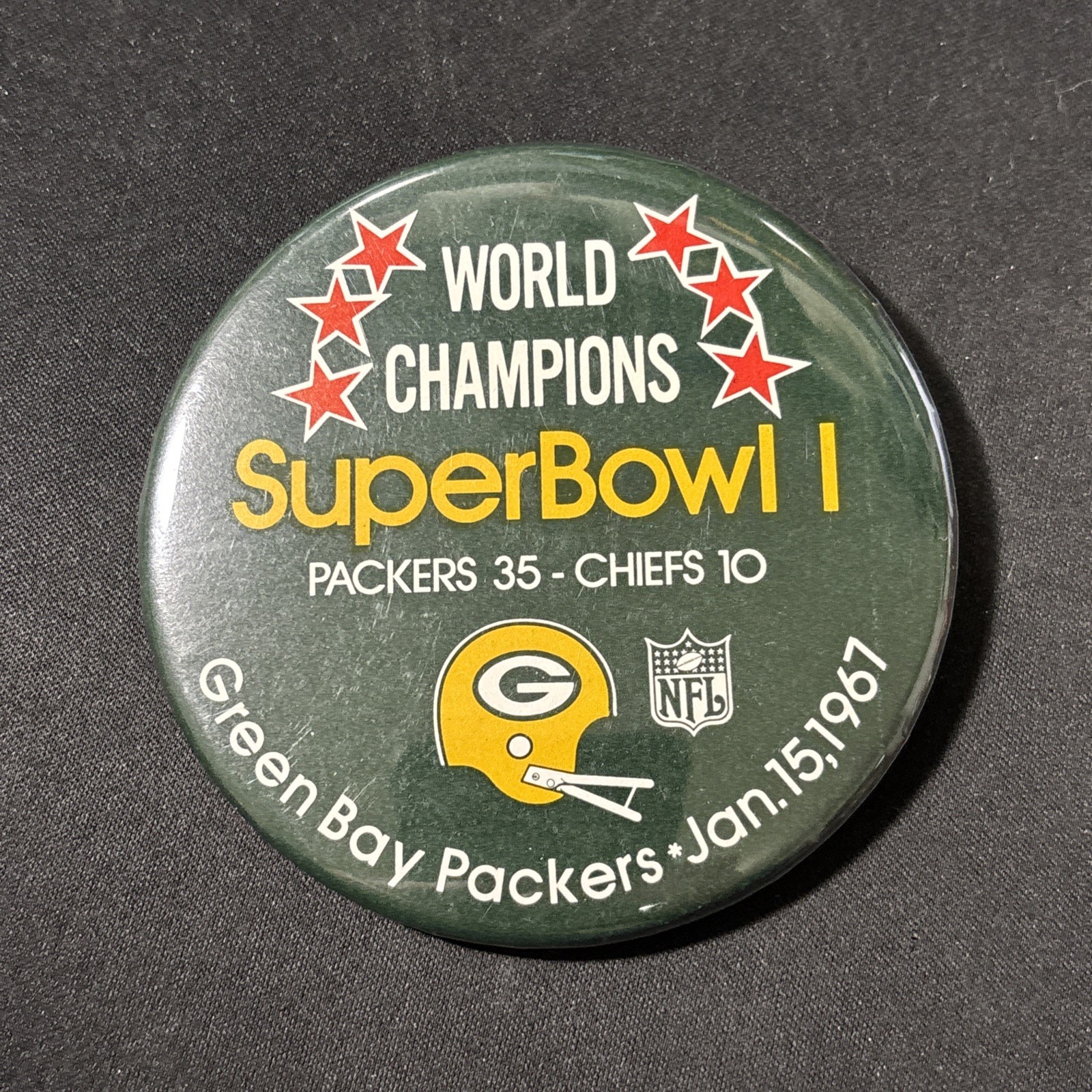 VTG – Green Bay Packers – Super Bowl I Champion Button 3.5in. – January 15, 1967