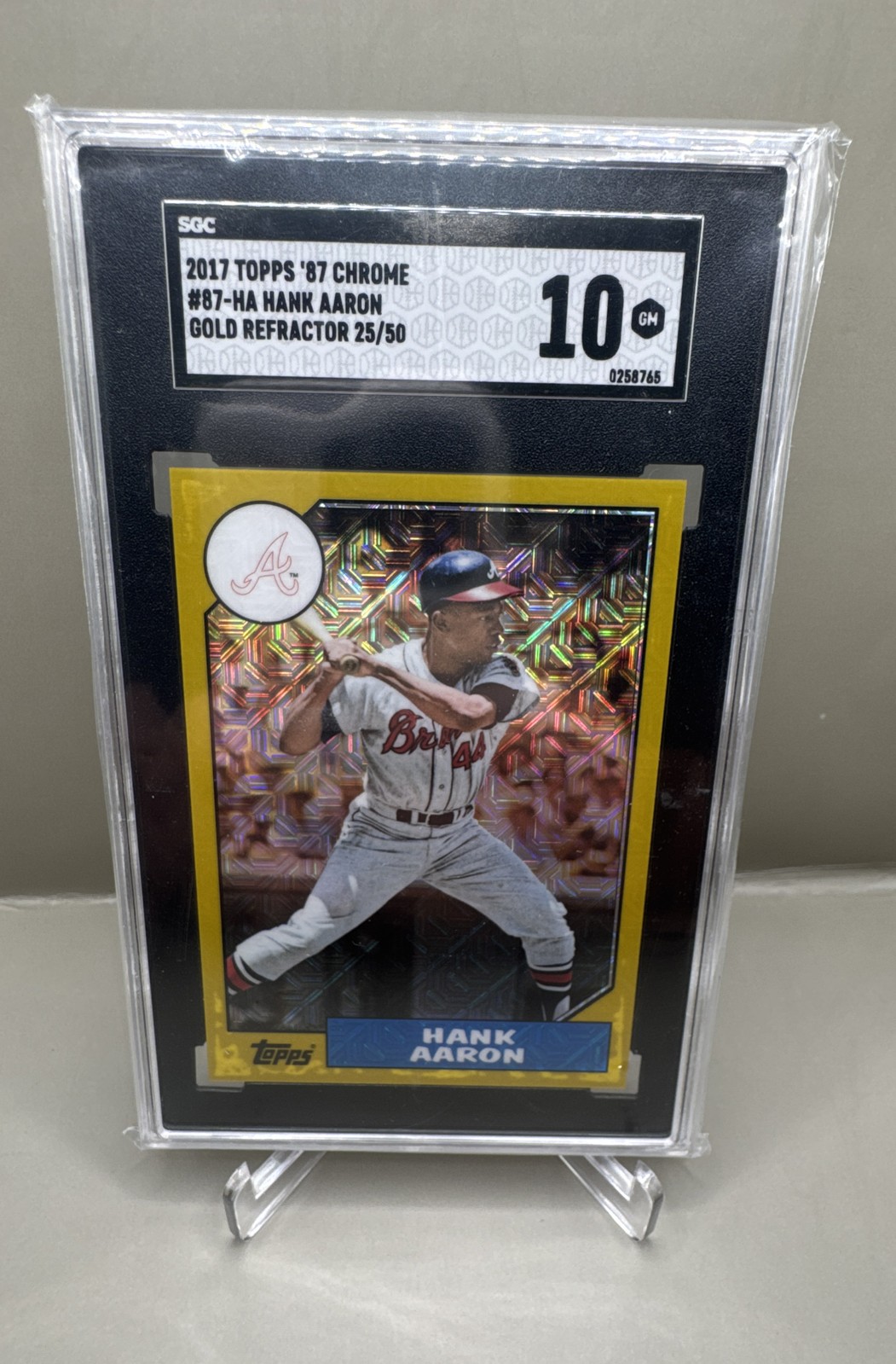 2017 Topps Silver Pack 1987 Design Chrome – Hank Aaron #87-HA Gold 25/50 SGC 10