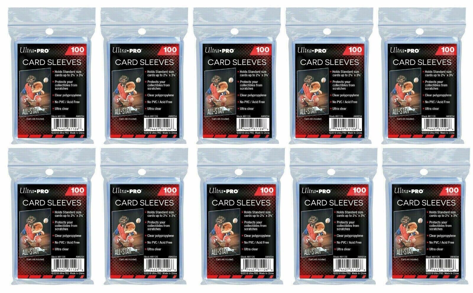 Set of 10 – Ultra Pro: Soft Penny Sleeve for Standard Size Cards – 100 ct. 81126