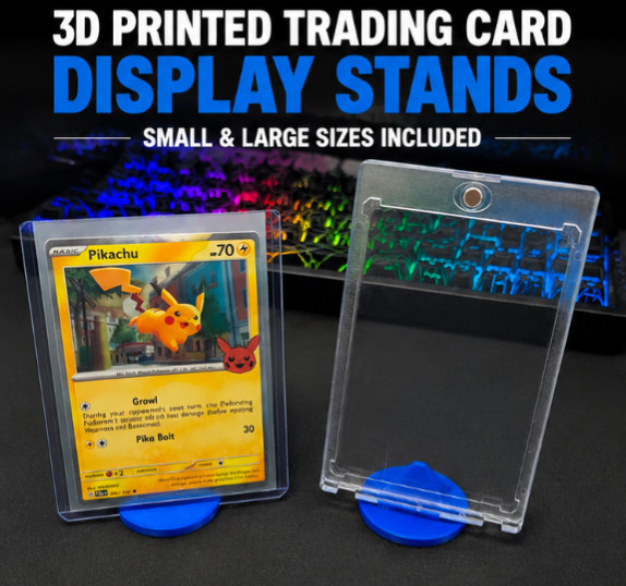 3D Printed Trading Card Display Stands Set (2 Sizes) Toploader & Magnetic Case