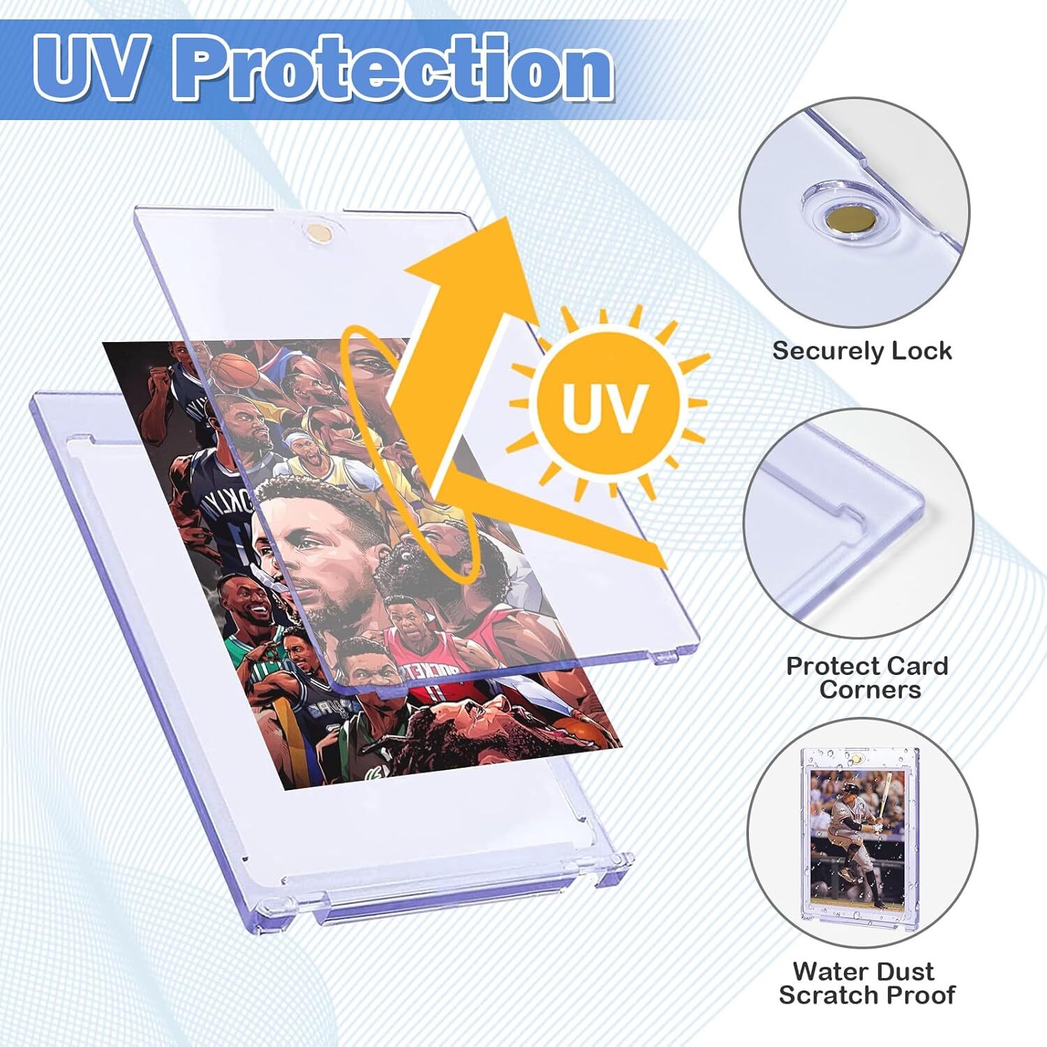 25Pcs Magnetic Card Holder 35PT Trading Cards Protectors Clear Acrylic Protector