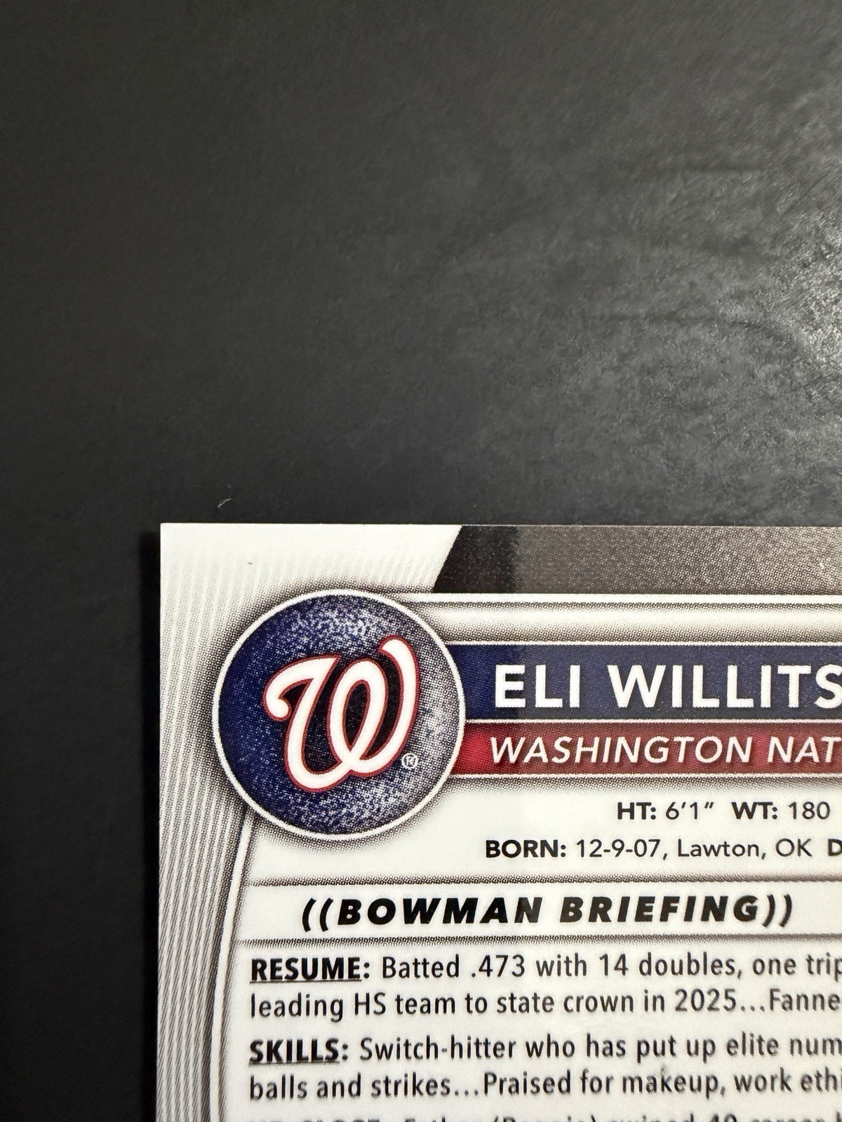2025 Bowman Draft Chrome – Eli Willits TRUE Orange Refractor /25 1st Bowman