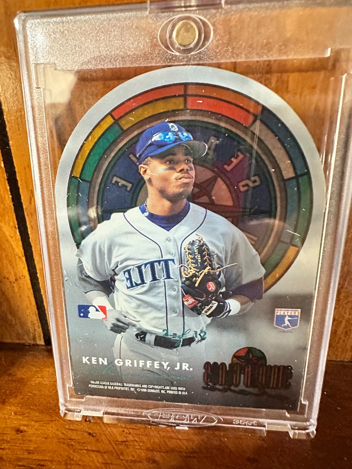 1996 Studio KEN GRIFFEY JR “STAINED GLASS STARS” SSP INSERT ACETAE DIE CUT 2/12