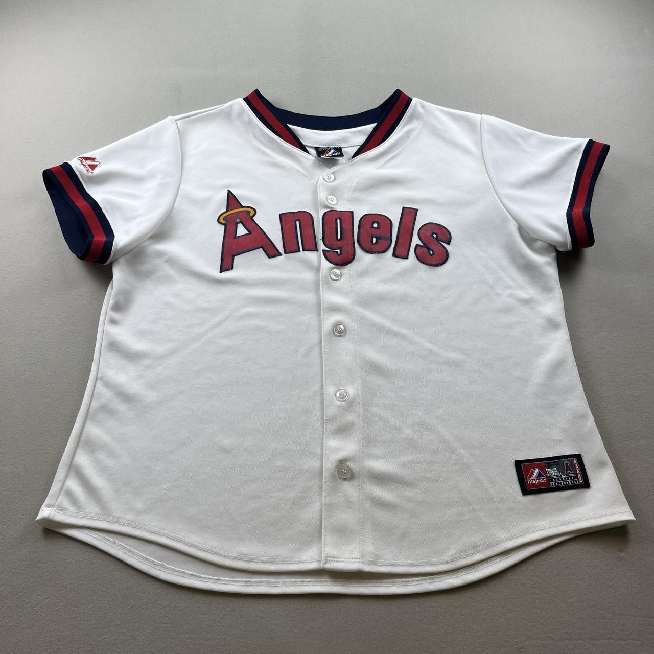 Vintage Anaheim Angels Jersey Womens XL White Majestic MLB Baseball Button y2k