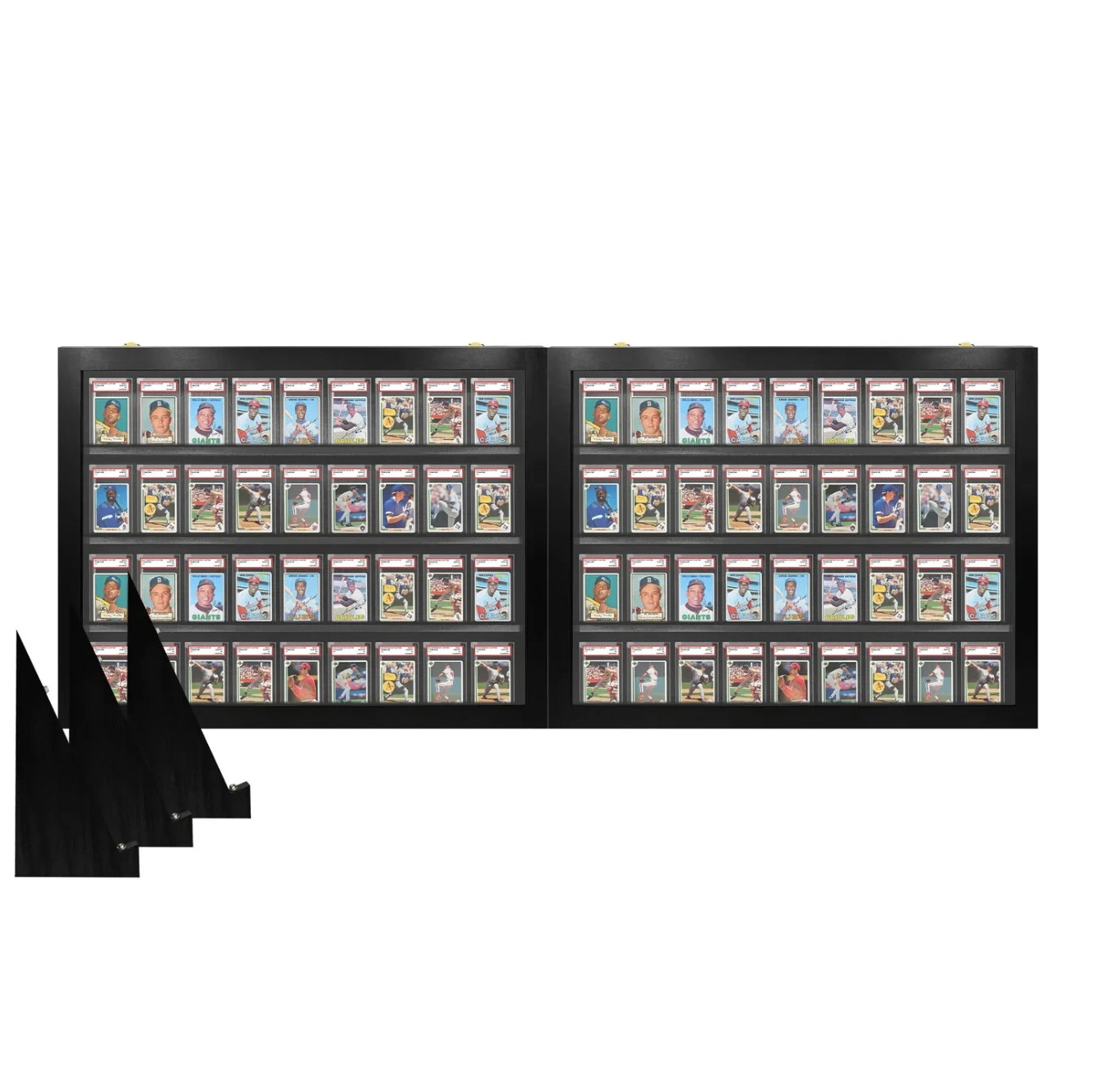 Graded Trading Card Display Case 72 PSA Slabs Tabletop USA Sport Wood Show Stand