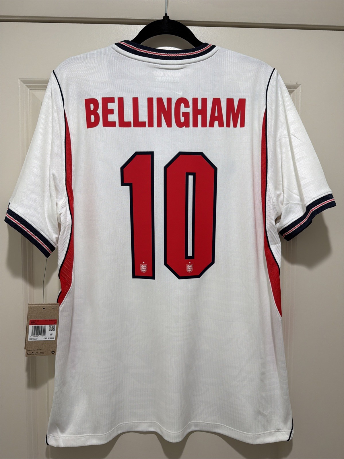 Jude Bellingham #10 Mens LARGE Nike England Home STADIUM Jersey