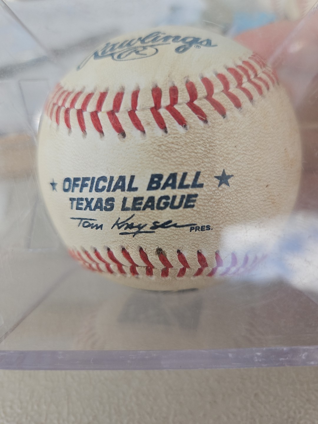 Rawlings baseball signed by 1 unknown player on texas league minor Lg. ball A6