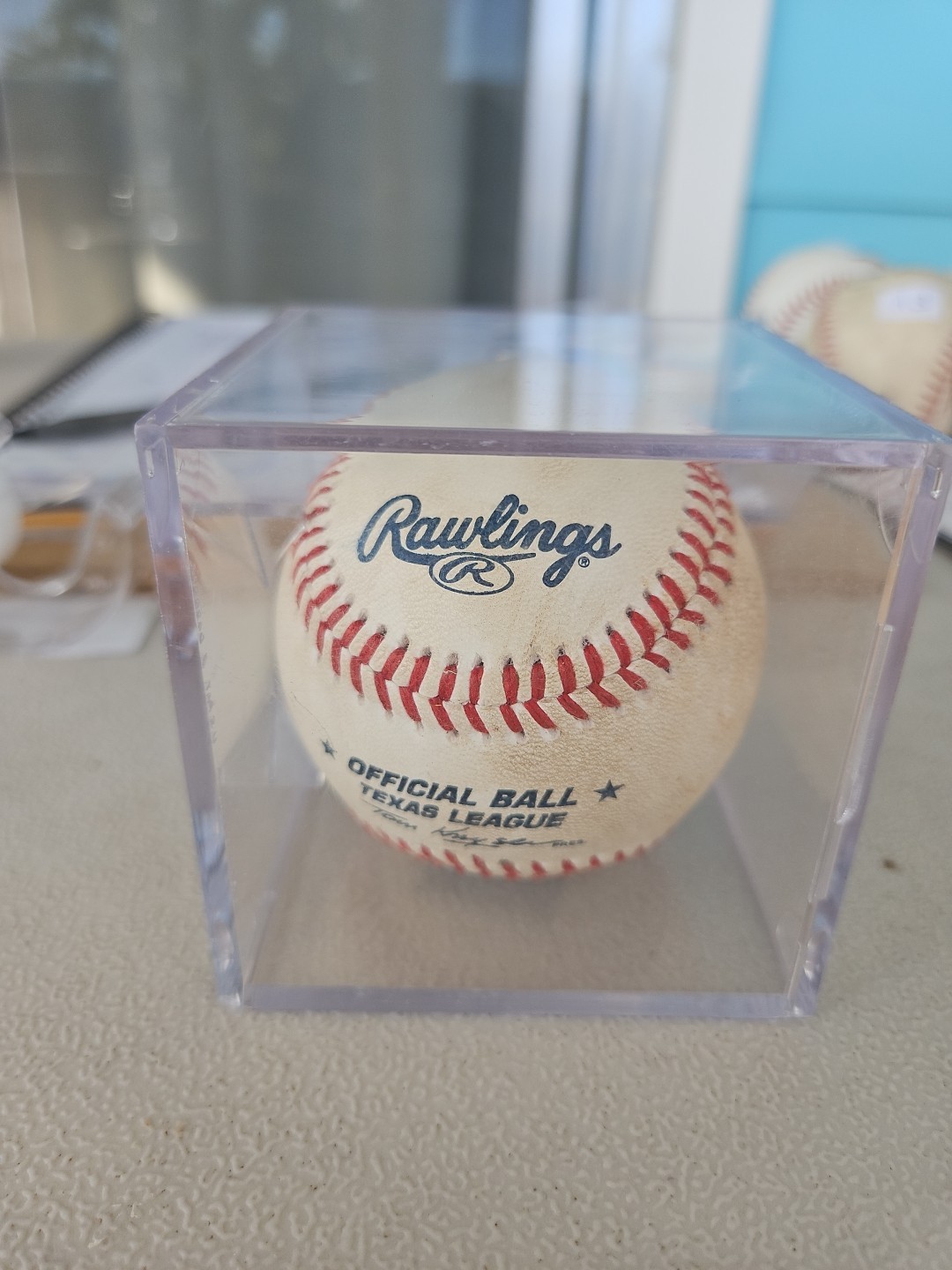 Rawlings baseball signed by 1 unknown player on texas league minor Lg. ball A6
