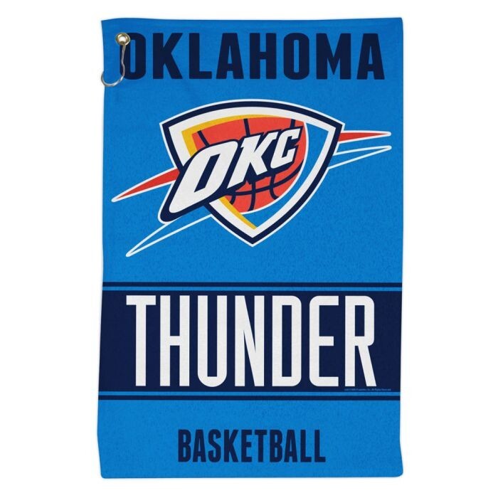 OKLAHOMA CITY THUNDER ALL PURPOSE GOLF TAILGATE TOWEL 16″X25″ HOOK AND GROMMET