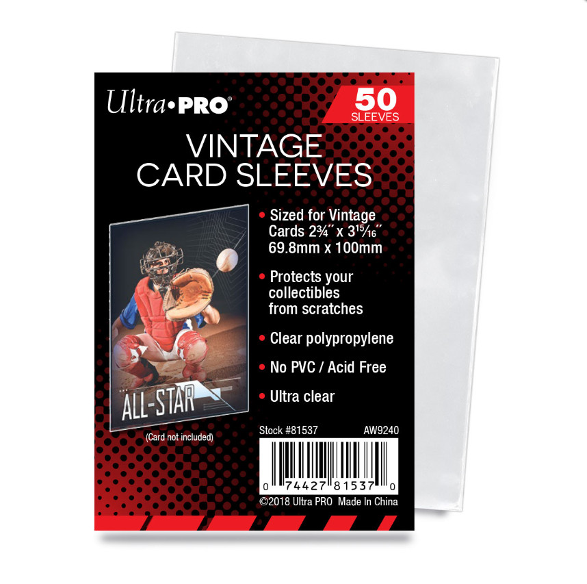(50) Ultra Pro Vintage Card Sleeves Acid Free No PVC Great For 1952-1956 Topps