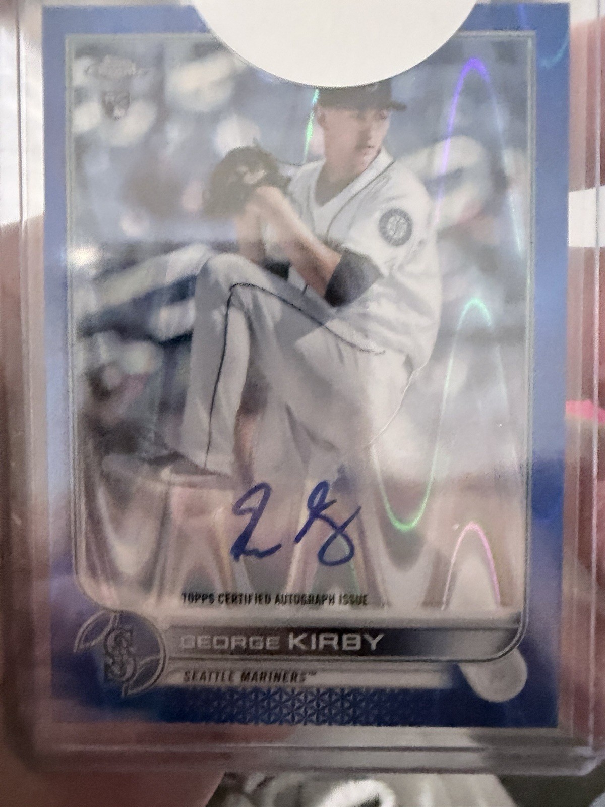 2022 Topps Chrome – Rookie Autographs George Kirby #RA-GK Blue RayWave Refractor