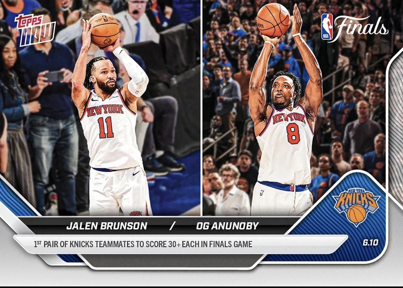 Jalen Brunson / OG Anunoby – 2025-26 NBA Finals Topps NOW #338 NY Knicks
